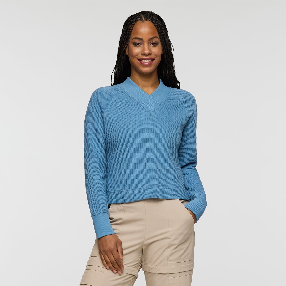 Atajo Long-Sleeve Waffle V-Neck Women's | Adventure-Ready Comfort