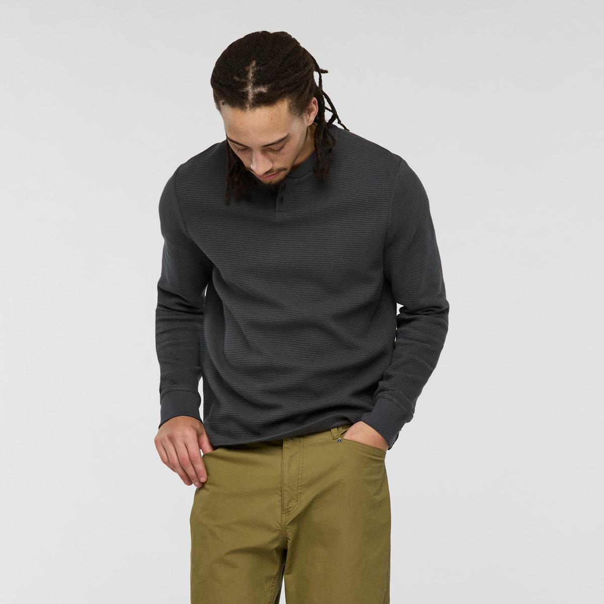 Atajo Long-Sleeve Waffle Henley Men's | Adventure-Ready Comfort