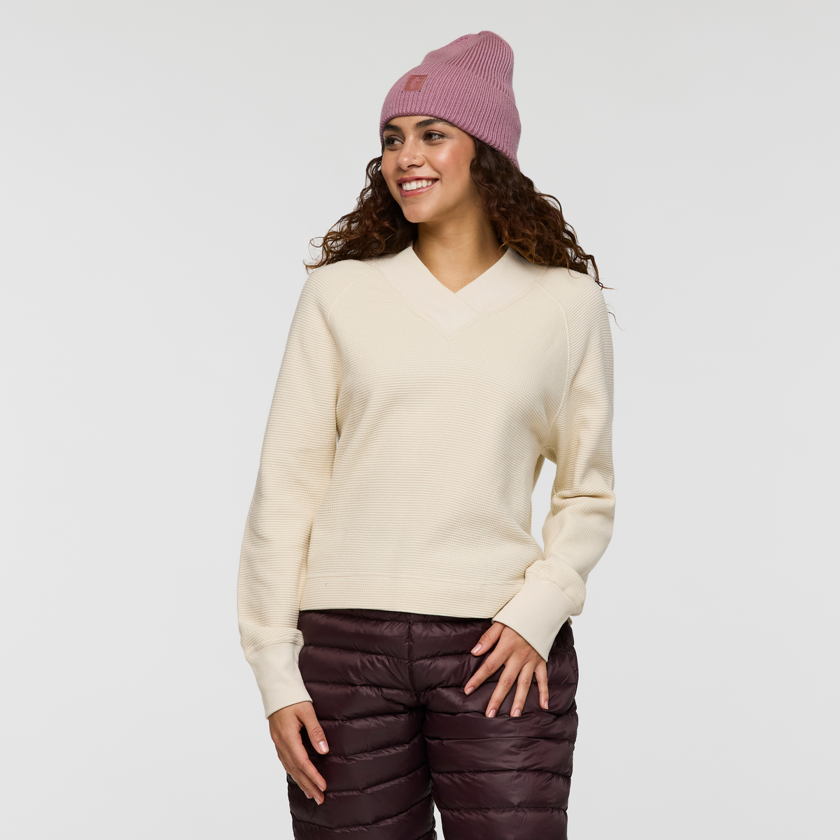Atajo Long-Sleeve Waffle V-Neck Women's | Adventure-Ready Comfort